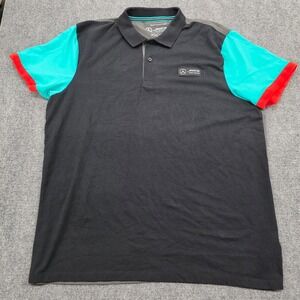 Mercedes AMG Petronas F1 Team Polo Shirt Mens XXL Black Teal Grey Racing Sport